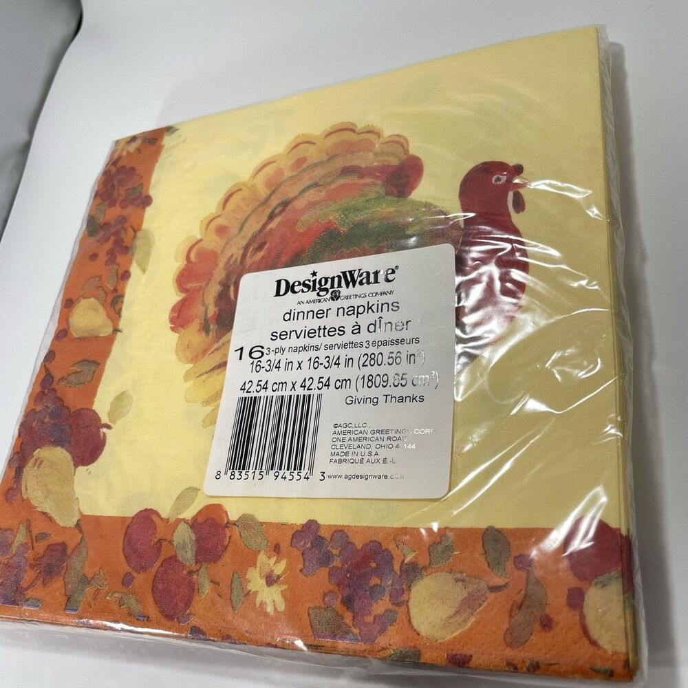 Lot of 3 Holiday Paper Napkins Packs Thanksgiving Turkey & Christmas Tree Rare - Picture 4 of 4